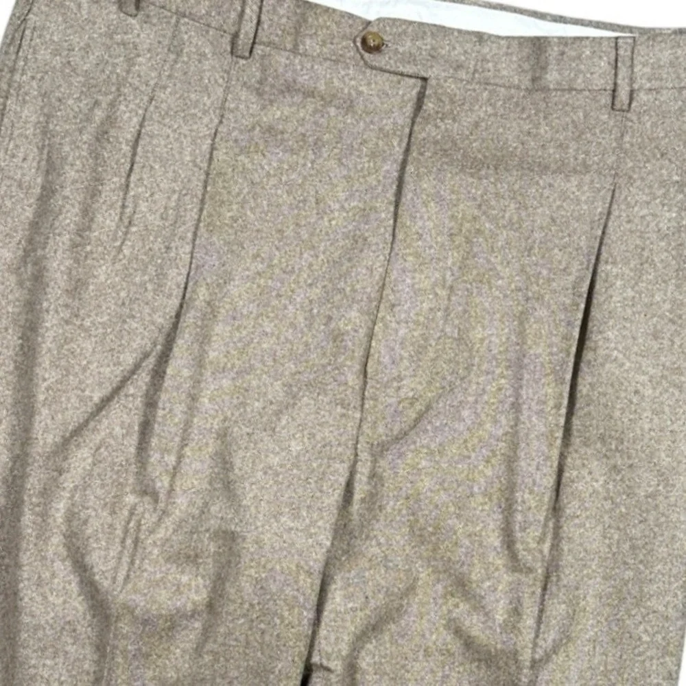 Irvine Park‎ Mens Size 44 Wool Cashmere Blend Pleated Dress Pants Tan 42x33.5